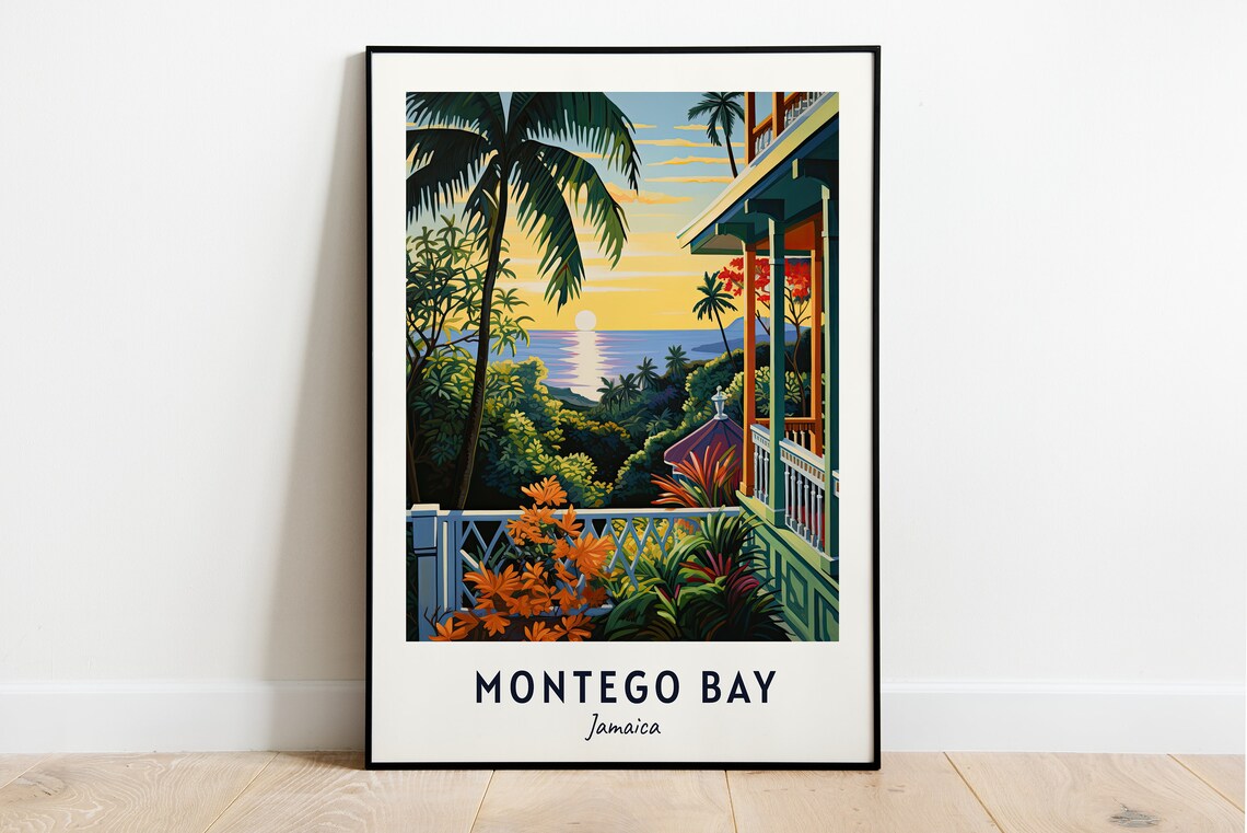 Montego Bay Jamaica Travel Poster, City Print