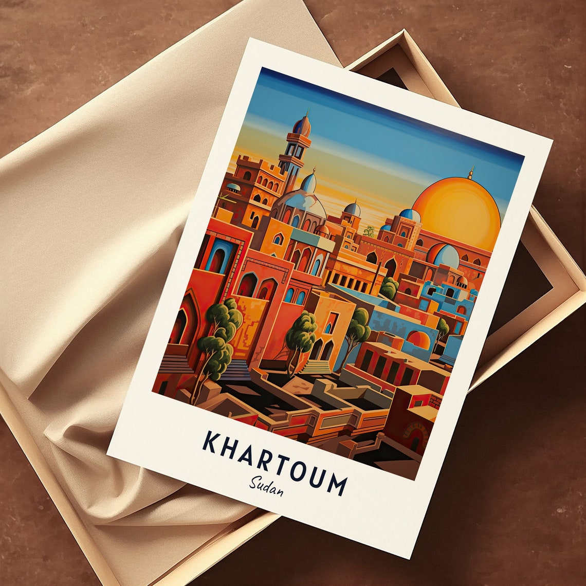 Khartoum Sudan Old City Domes Minarets Sunset Rooftop Travel Poster - Image 3