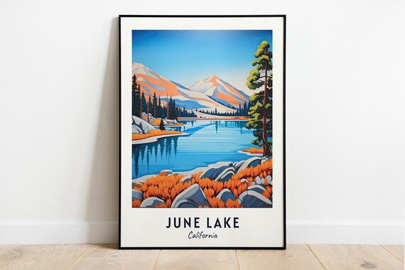 June Lake California Alpine Lake Snowy Sierra Peaks Travel Poster