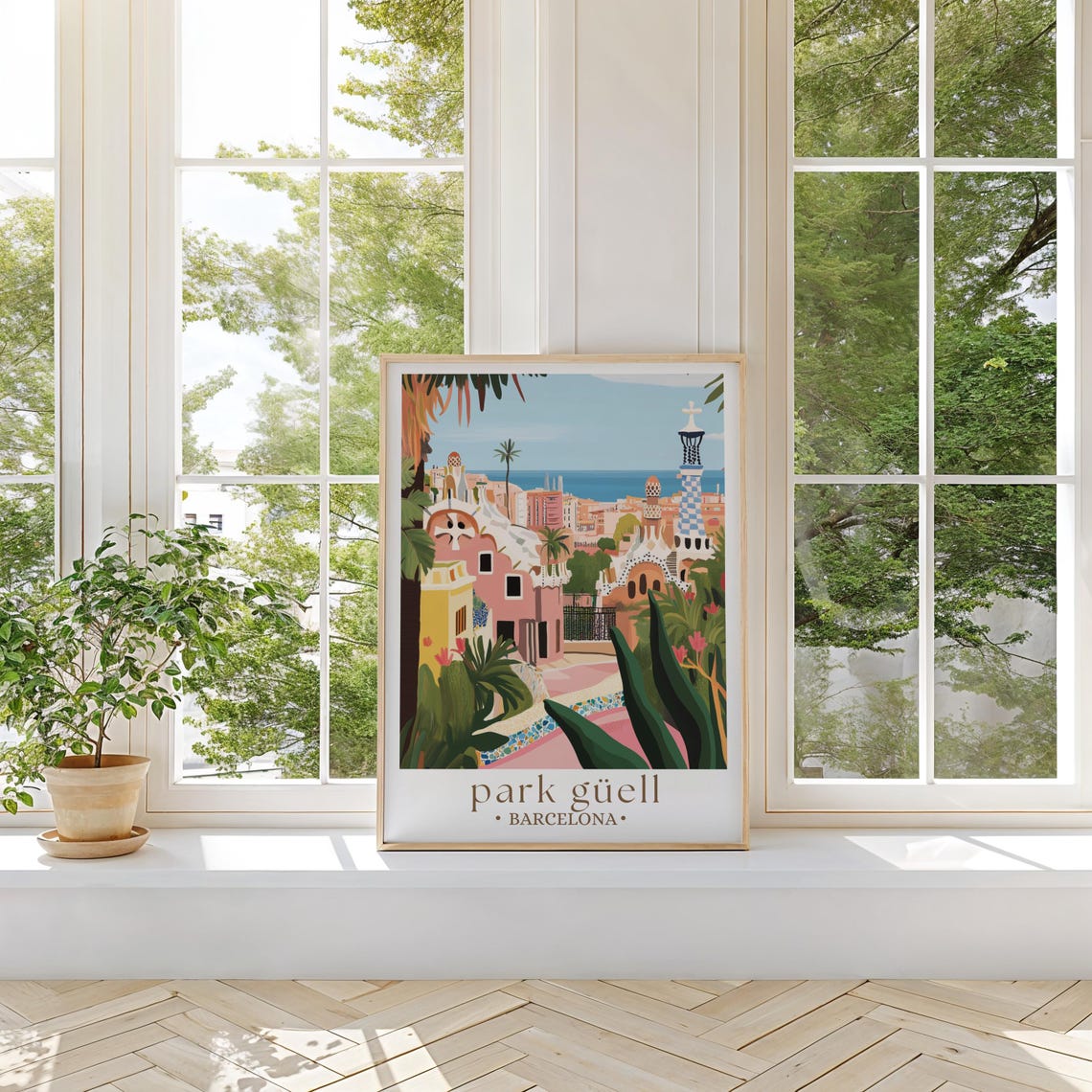 Park Guell Print Barcelona Travel Art Barcelona Wall Art Barcelona Print Barcelona Cityscape Spain Art Print Europe Print Travel Gift - Image 2