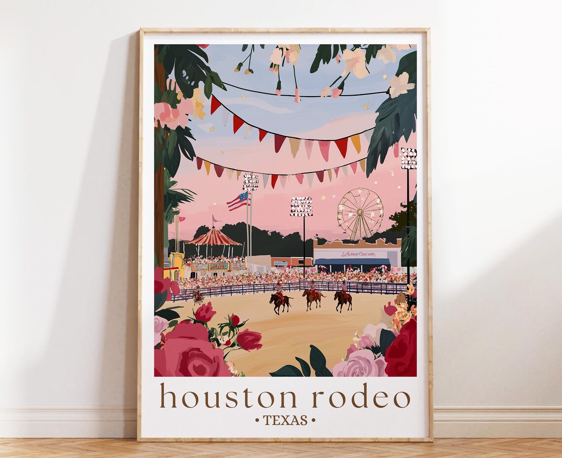 Houston Rodeo Texas Arena Riders Night Fair Carnival Event Poster