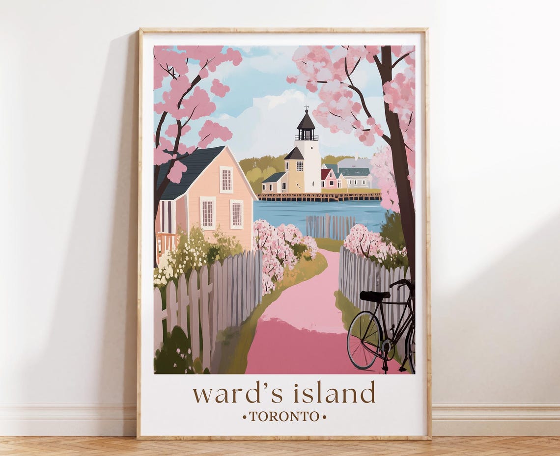 Ward's Island Toronto Harbor Cherry Blossom Lighthouse Poster