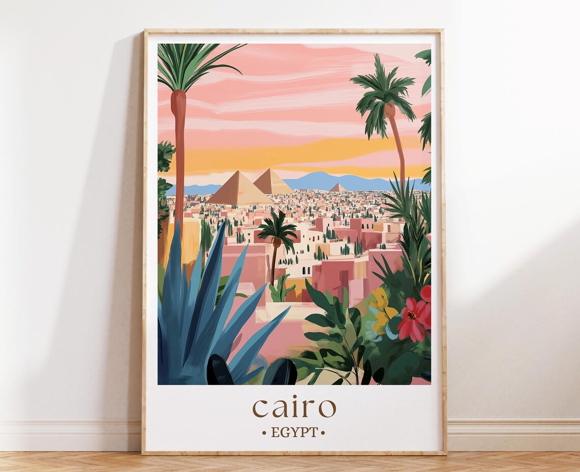Cairo Egypt Travel Poster, Cityscape Art Print