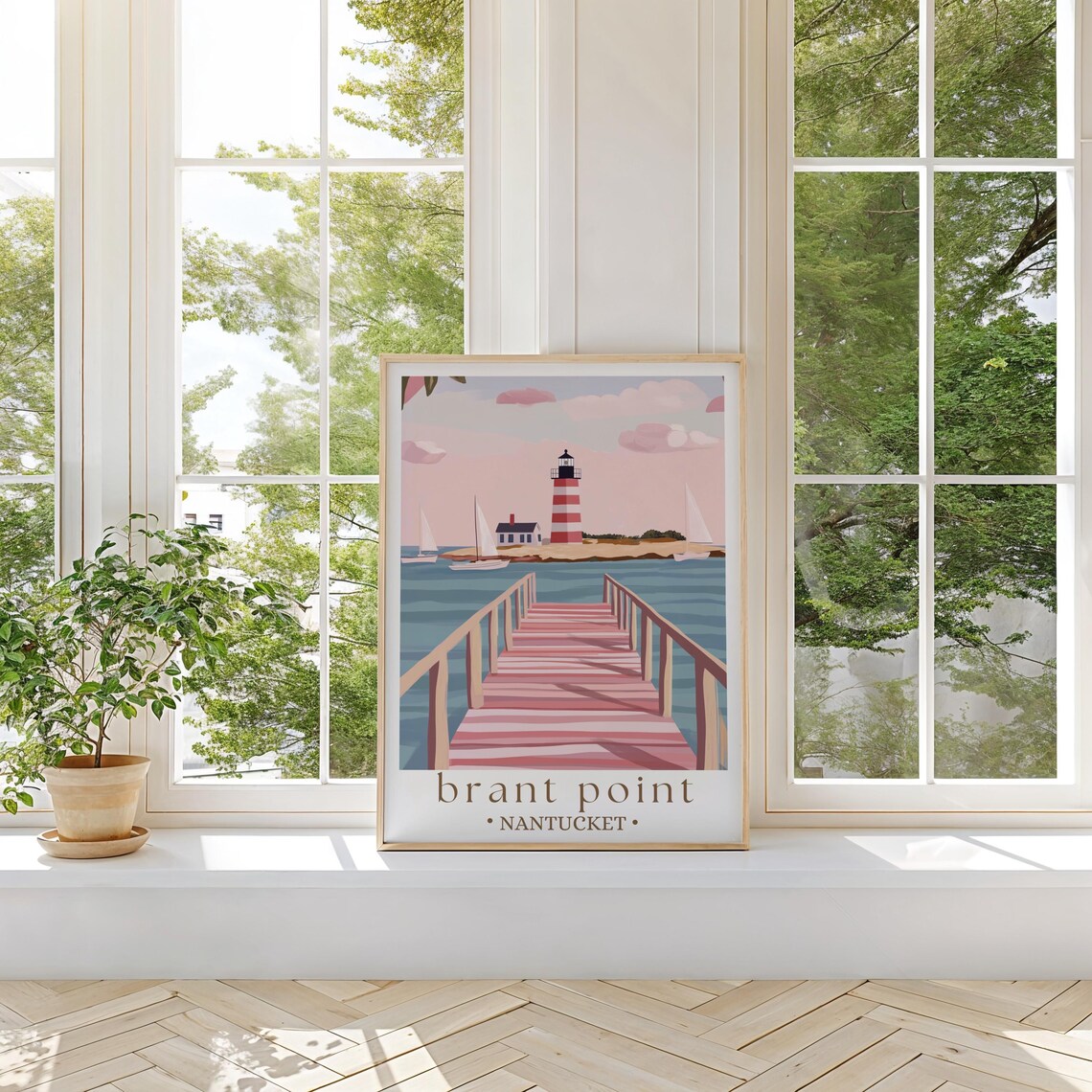 Brant Point Nantucket Travel Poster, Coastal Lighthouse Art - Image 2