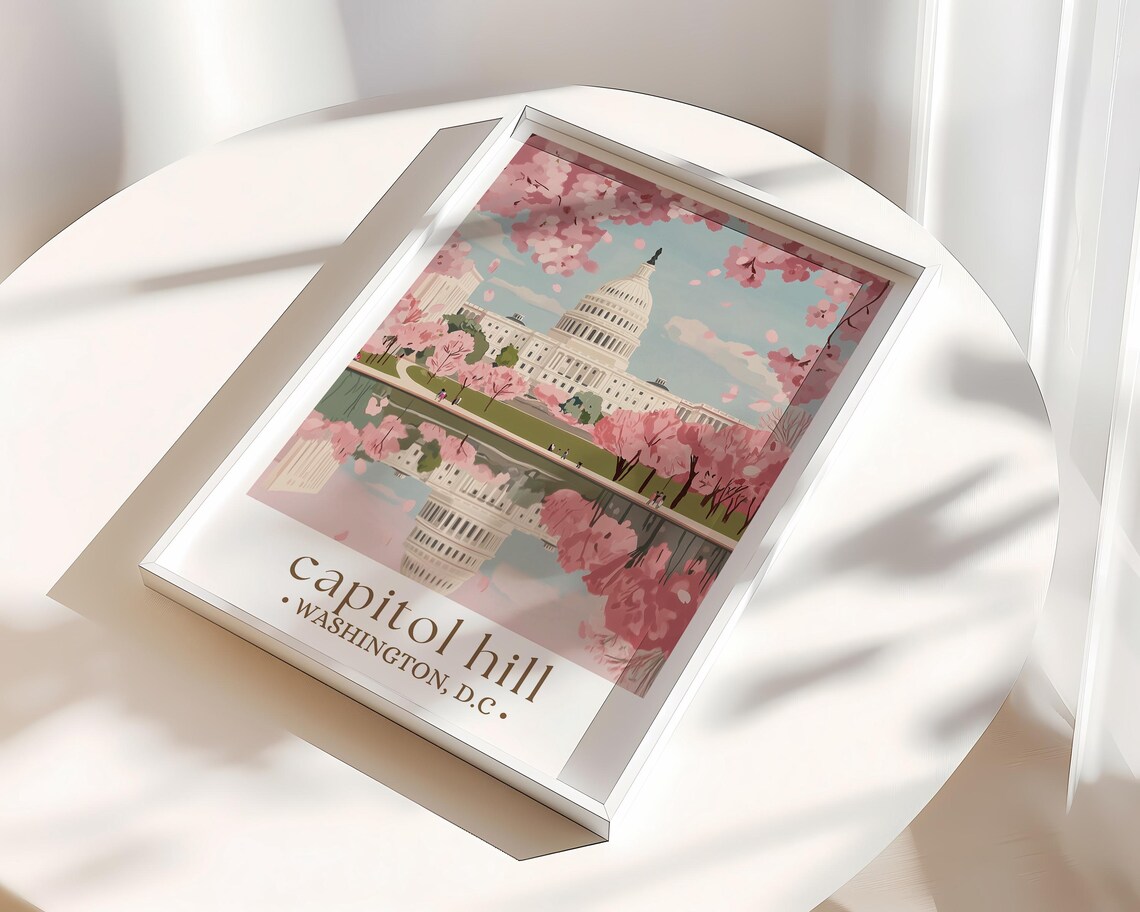 Capitol Hill Washington Cherry Blossom Art Print - Image 2