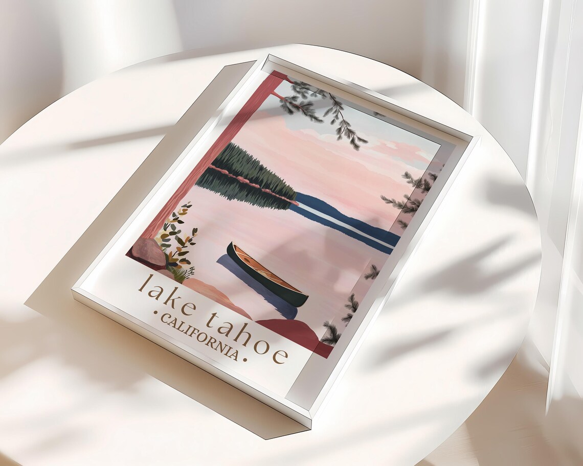 Lake Tahoe Travel Poster Scenic Mountain Lake Print Nature Landscape Art Outdoor Adventure Wall Decor Travel Gift - Image 3