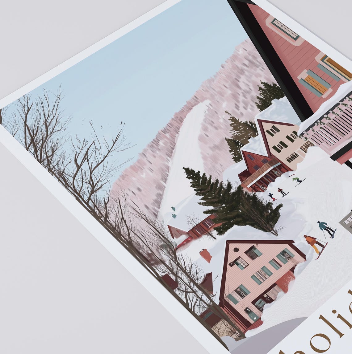 Holiday Valley Elicottville Travel Poster Winter Wonderland Art Ski Resort Print Cozy Home Decor Winter Getaway Gift - Image 2