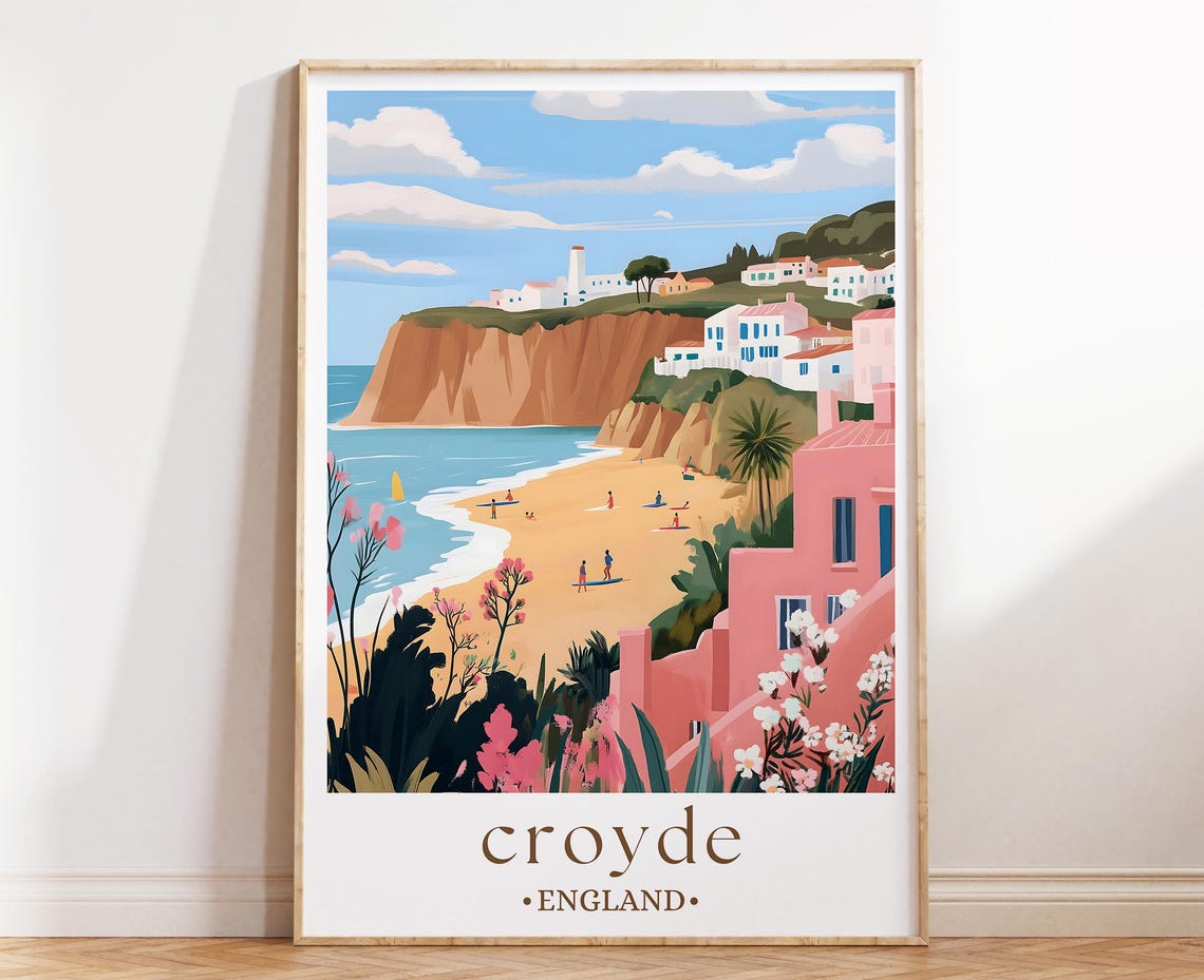 Croyde England North Devon Coastal Village Cliffs Beach Poster