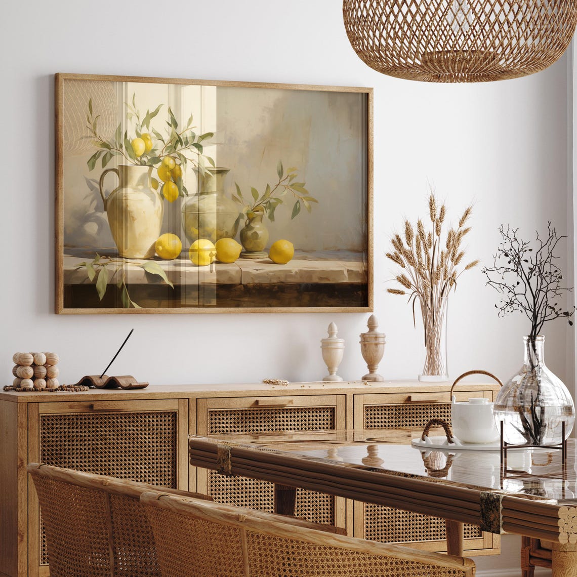 Lemons With Three Ceramic Jugs On A Mediterranean Shelf Poster - Image 3