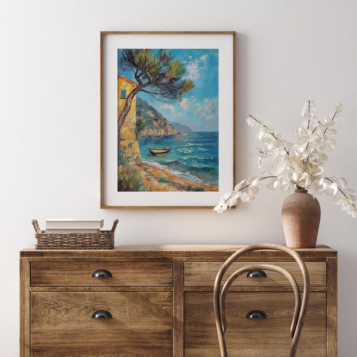 Amalfi Coast Oil Painting Amalfi Italy Print Sea View Wall Decor Mediterranean Sea Costal Wall Art Acrylic Painting - Image 3