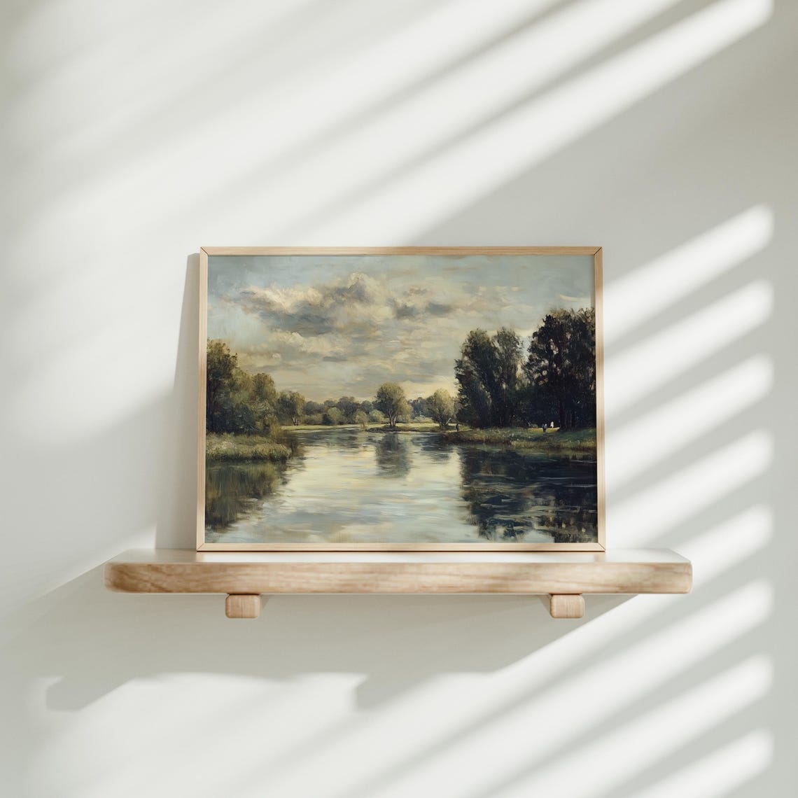 Serene River Reflection Vintage Impressionist Lake Art Poster - Image 3