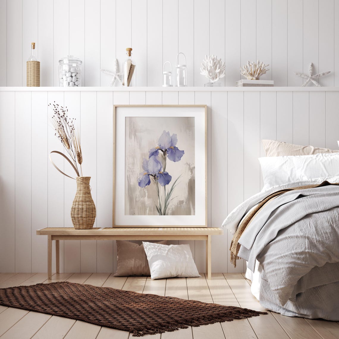 Purple Iris Blooms In A Delicate Botanical Oil Painting Poster - Image 3
