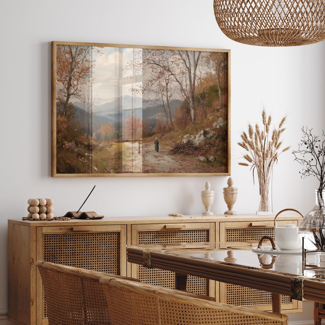 Lone Figure Walking An Autumn Forest Path In The Mountains Poster - Image 3