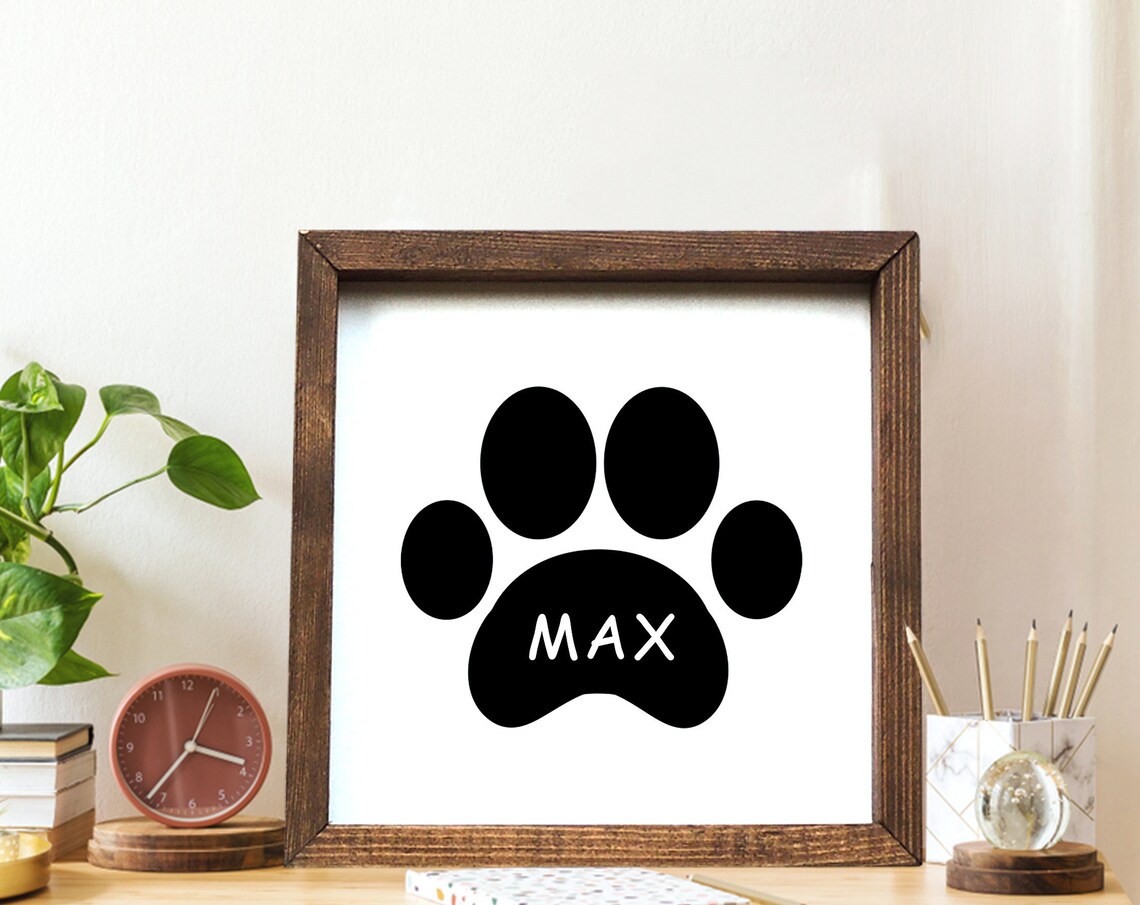 Dog Name Sign Paw Print Sign, Pet Gift Poster