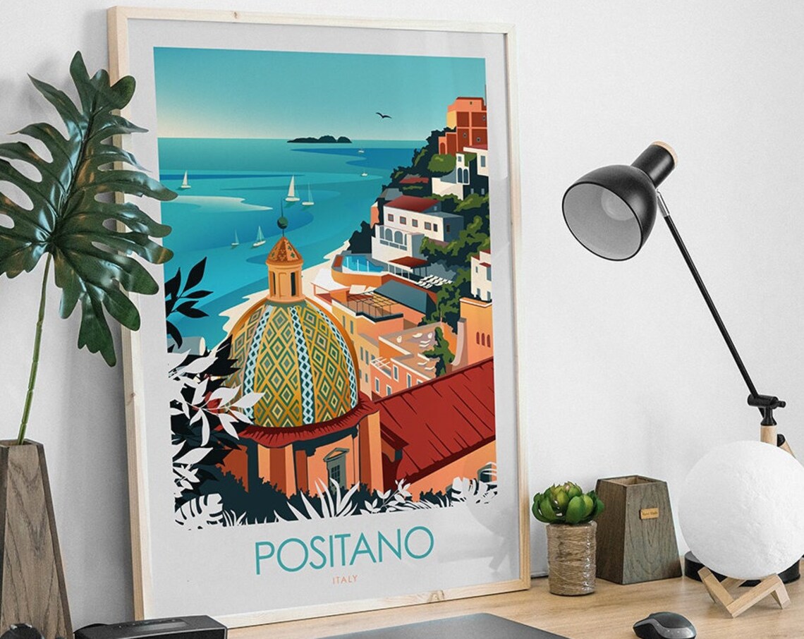 Positano Italy Travel Print Amalfi Coast Poster - Image 3