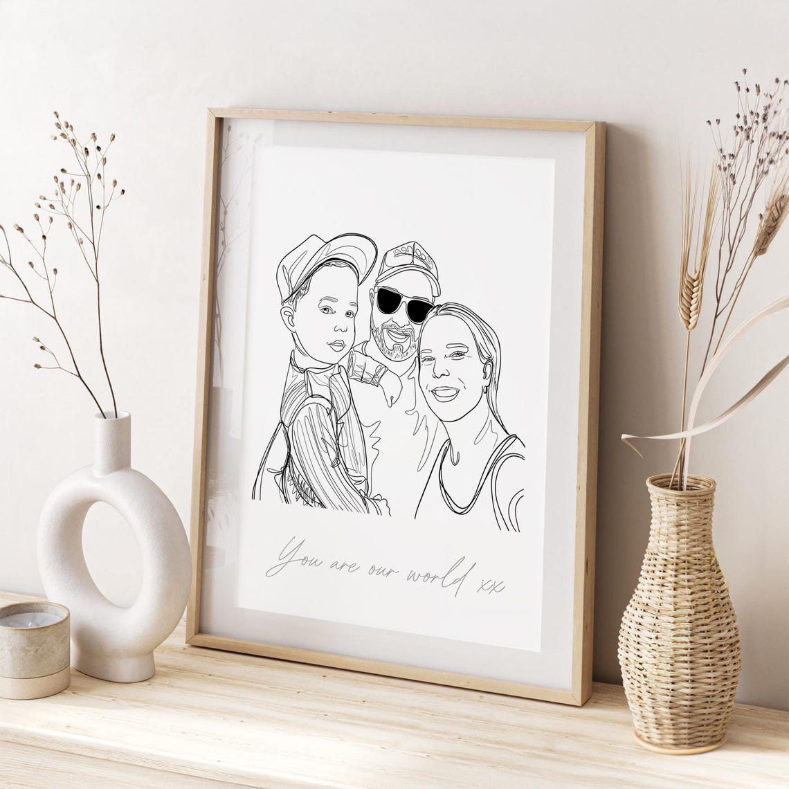 Custom Couple Hugging Line Art Portrait Anniversary Gift Poster - Image 2