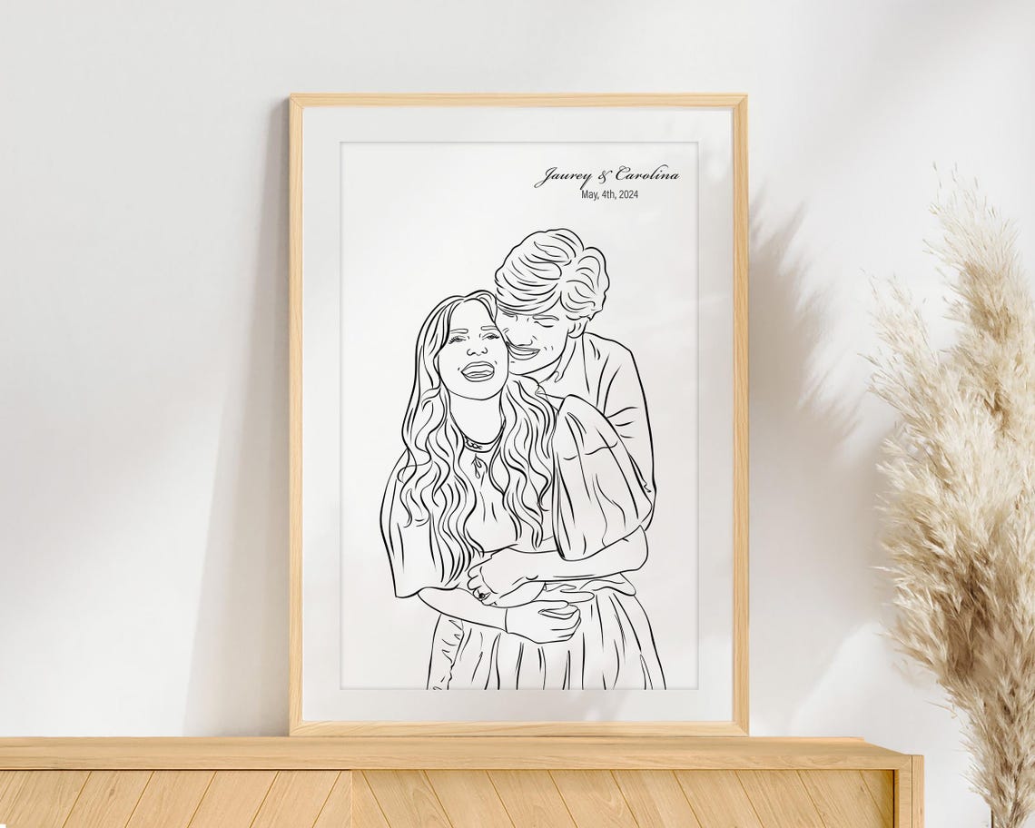 Jaurey and Carolina Anniversary Couple Line Portrait 2024 Poster