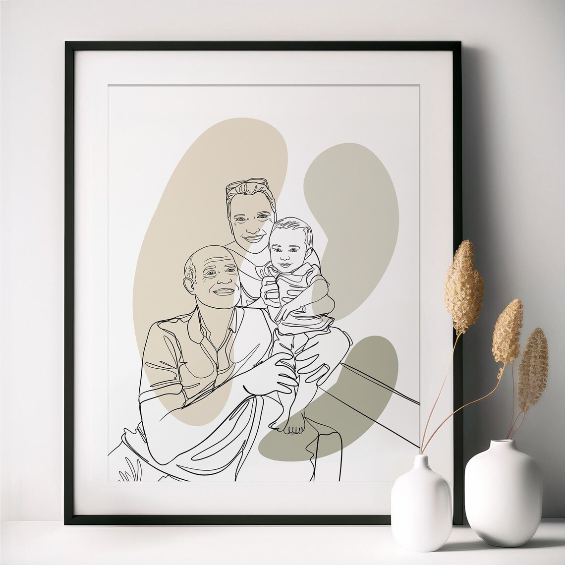 My Daddy Line Drawing Portrait of Tattooed Dad and His Child Poster - Image 2