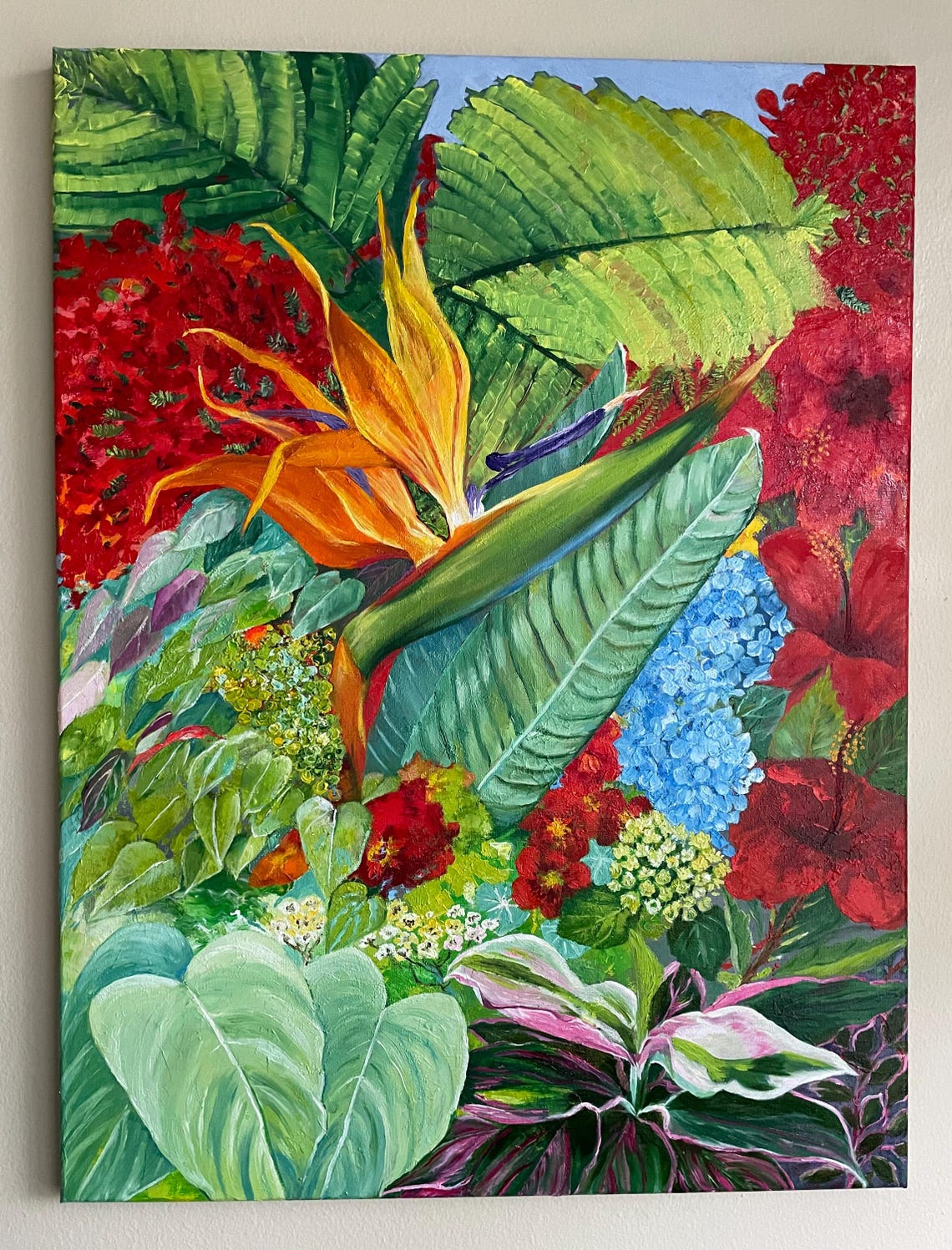 Tropical Botanical Bird of Paradise Flowers Painting Art Wall Print - Image 3