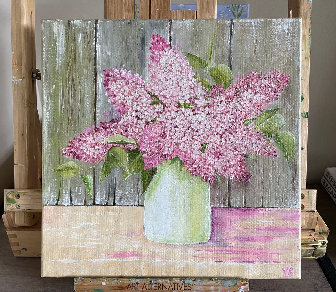 Lilac Original Handmade Oil Painting On Bouquet Of Lilacs In Bloom Painting Farmhouse Wall Art One Of A Kind Gift