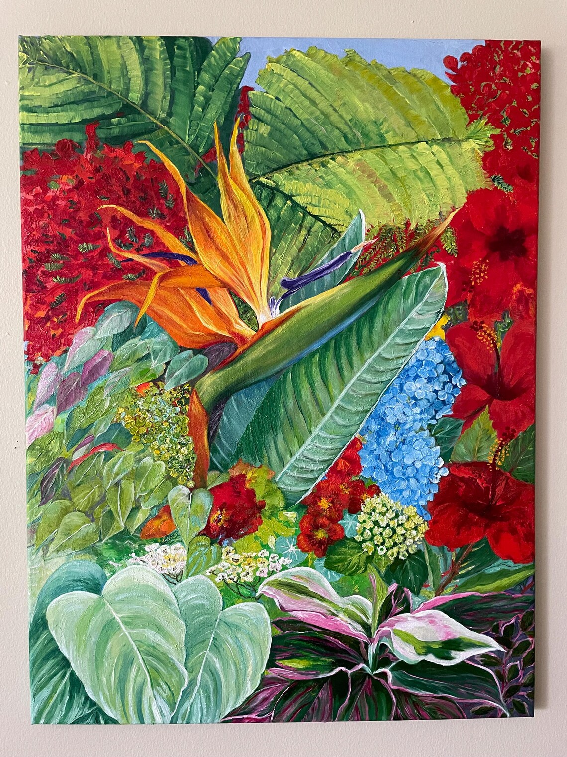 Tropical Botanical Bird of Paradise Flowers Painting Art Wall Print - Image 2