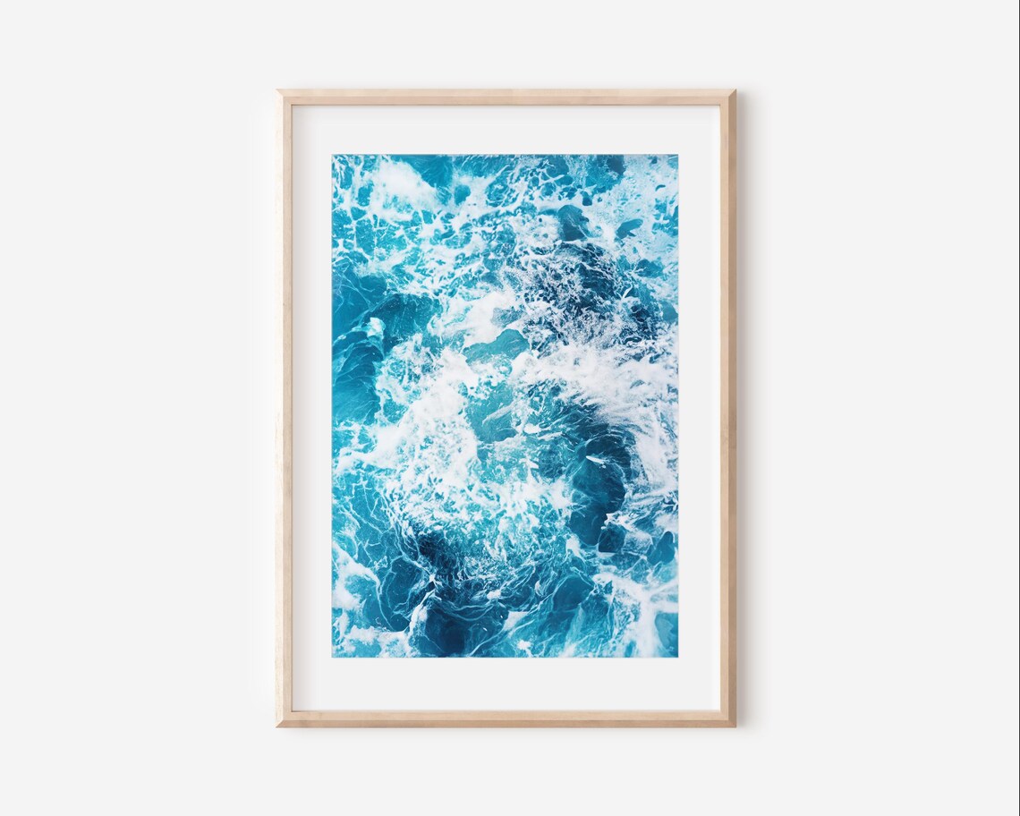 Abstract Turquoise Ocean Water Swirl White Foam Sea Art Poster - Image 5