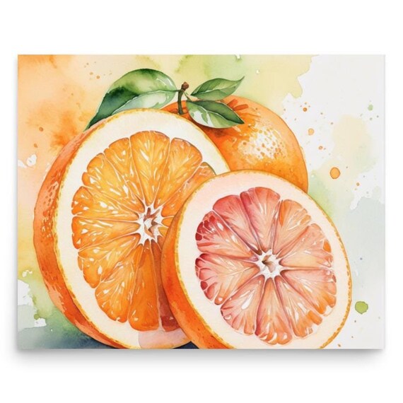 Orange Fruit Painting Clementine Watercolor Art Print Citrus Fruit Wall Art Kitchen Still Life Art An Orange Poster
