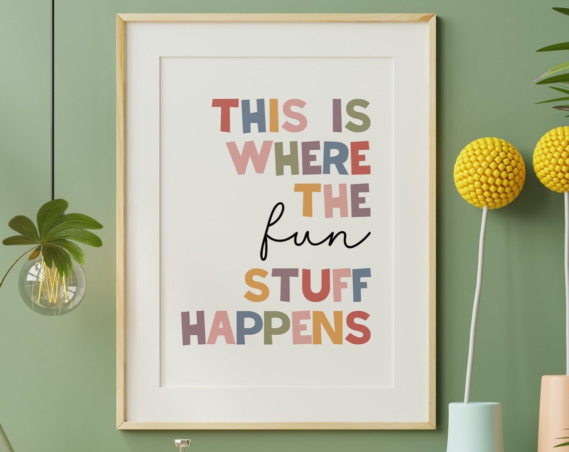 This Is Where the Fun Stuff Happens Colorful Playroom Kids Poster