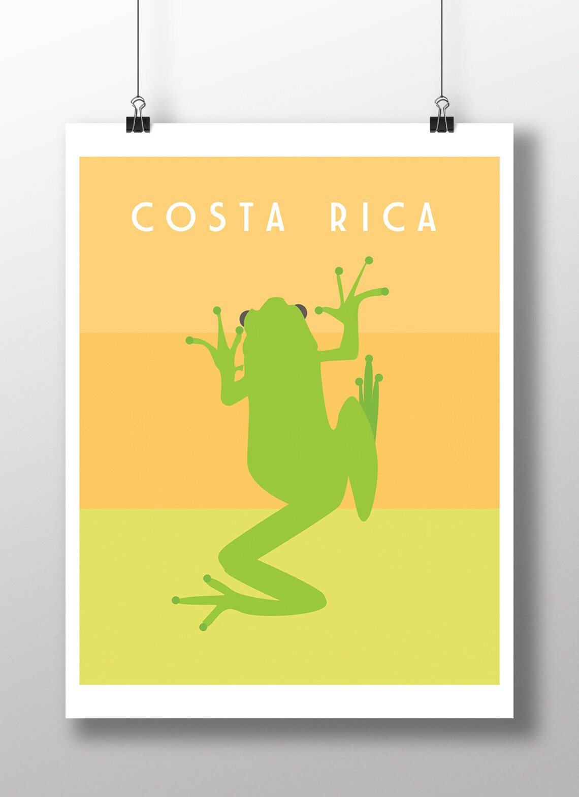 Costa Rica Green Tree Frog Tropical Rainforest Travel Poster