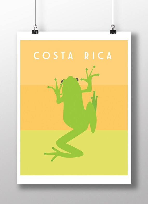 Costa Rica Green Tree Frog Tropical Rainforest Travel Poster