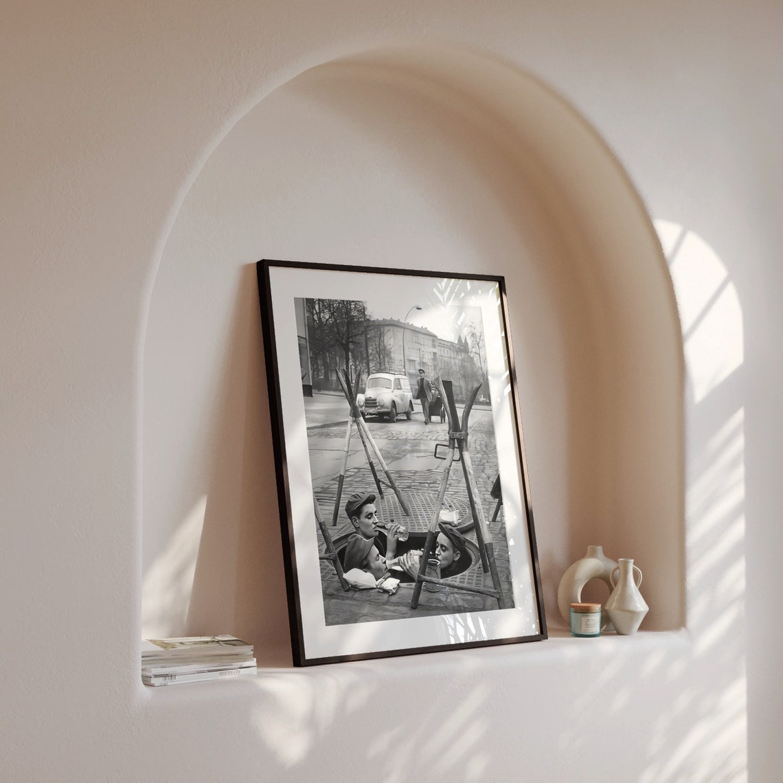 Workmen Drinking Beer In Manhole Vintage Street Photo Poster - Image 4