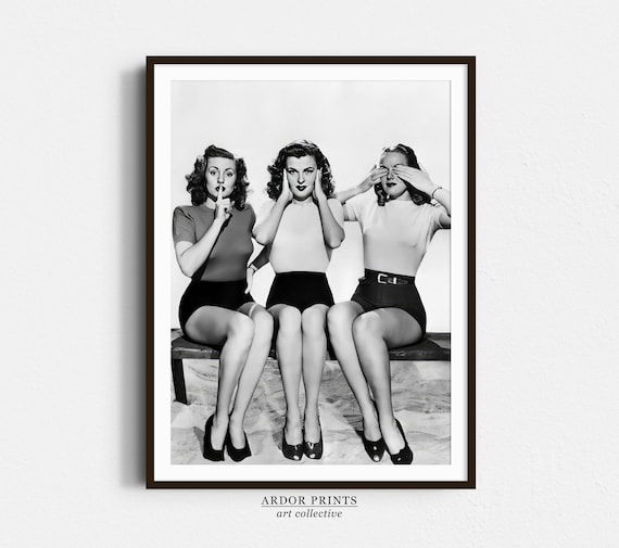Speak No Evil Hear No Evil See No Evil Three Women Vintage Poster