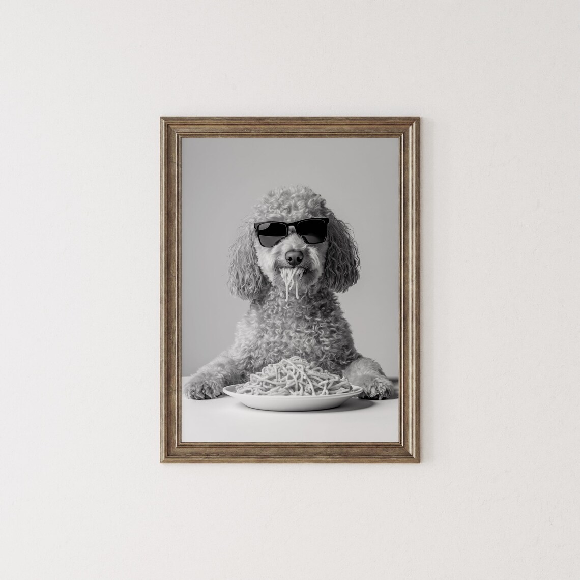 Goldendoodle Eating Spaghetti Wearing Sunglasses Funny Dog Poster - Image 2