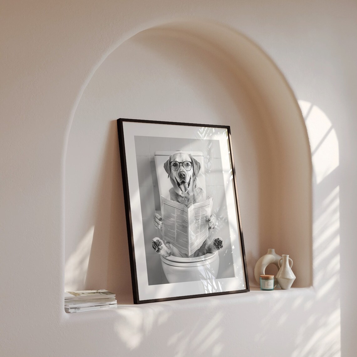 Labrador Sitting On Toilet Funny Dog Bathroom Poster - Image 4