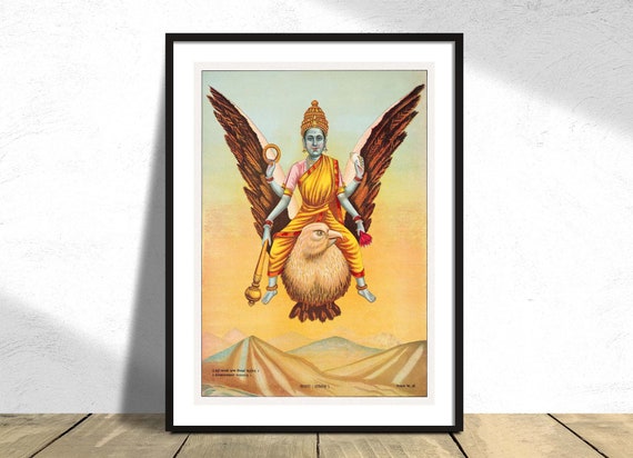 Goddess Sarasvati Hinduism Poster Hindu Goddes Poster Buddhist Poster Zen Wall Art Reproduction Dec Gift Idea Meditation Vintage