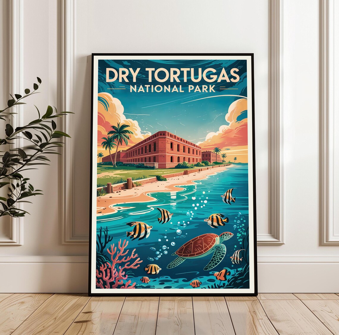 Dry Tortugas National Park Florida Keys Retro Ocean Travel Poster