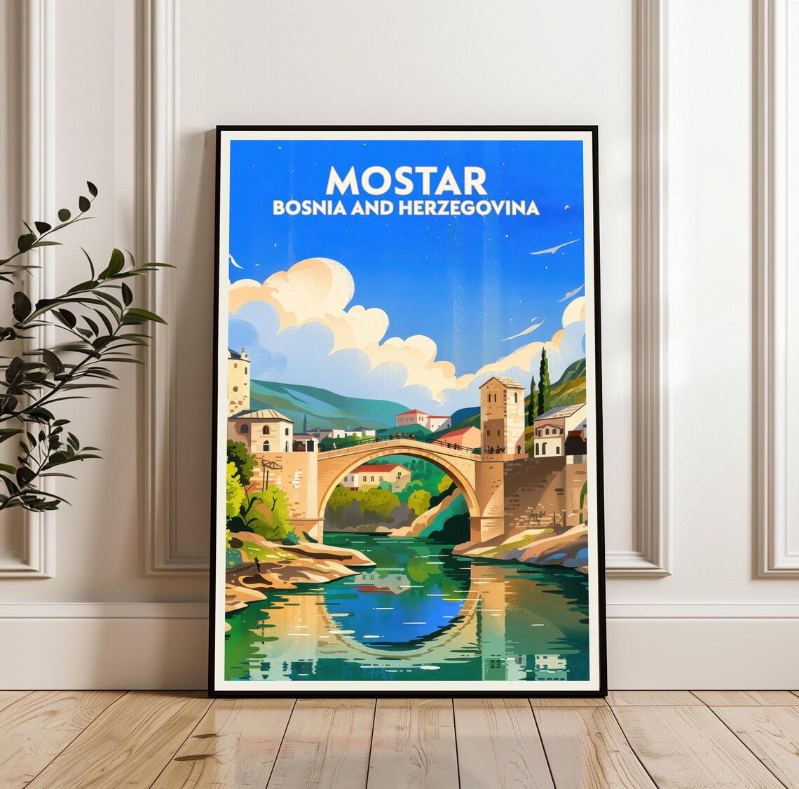 Mostar Bosnia and Herzegovina Stari Most Bridge Travel Poster