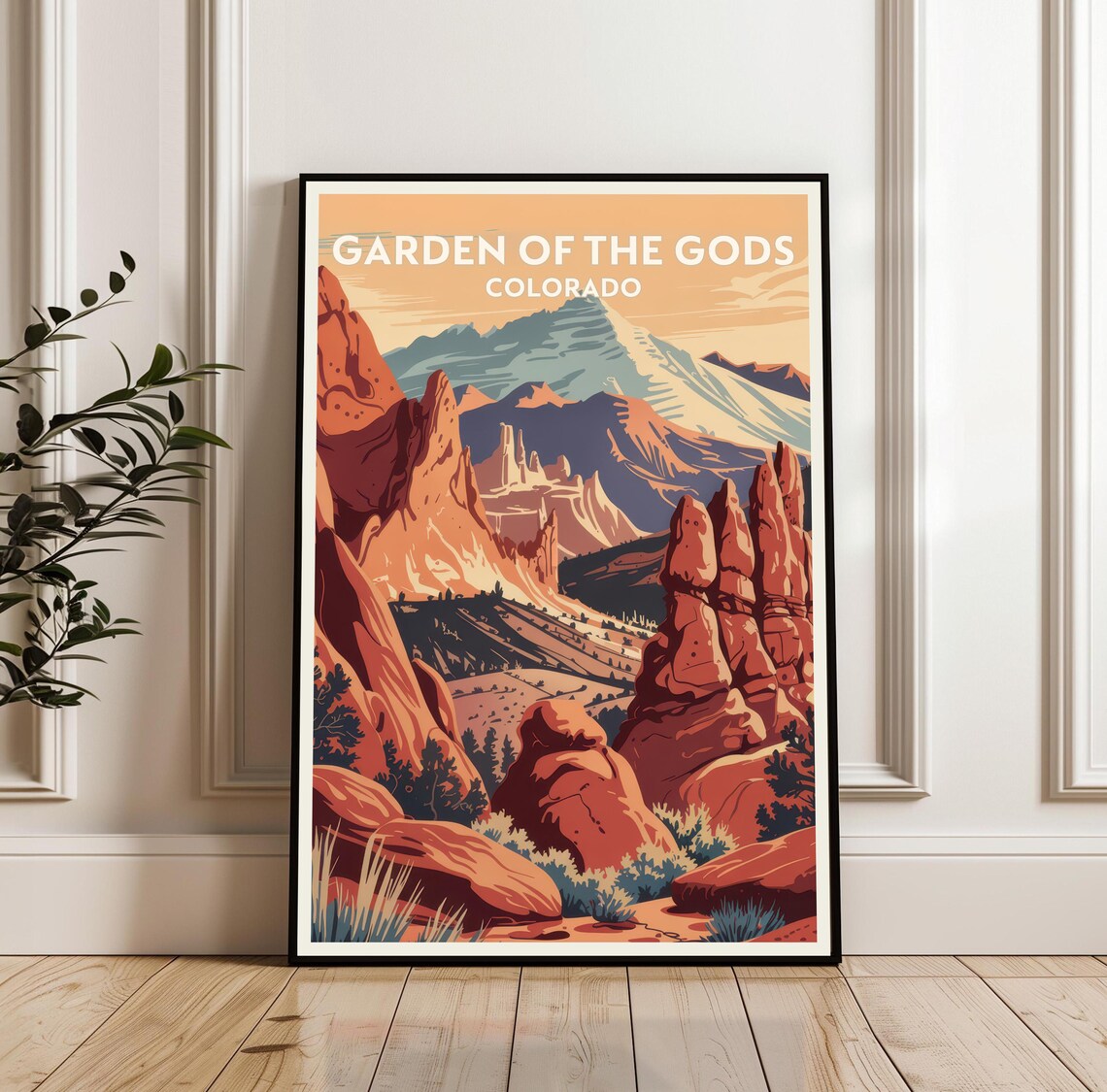 Stunning Garden of the Gods Colorado Red Rocks Desert Travel Poster