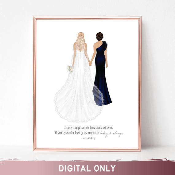 Bride And Mother Holding Hands Because Of You Quote Gift Poster