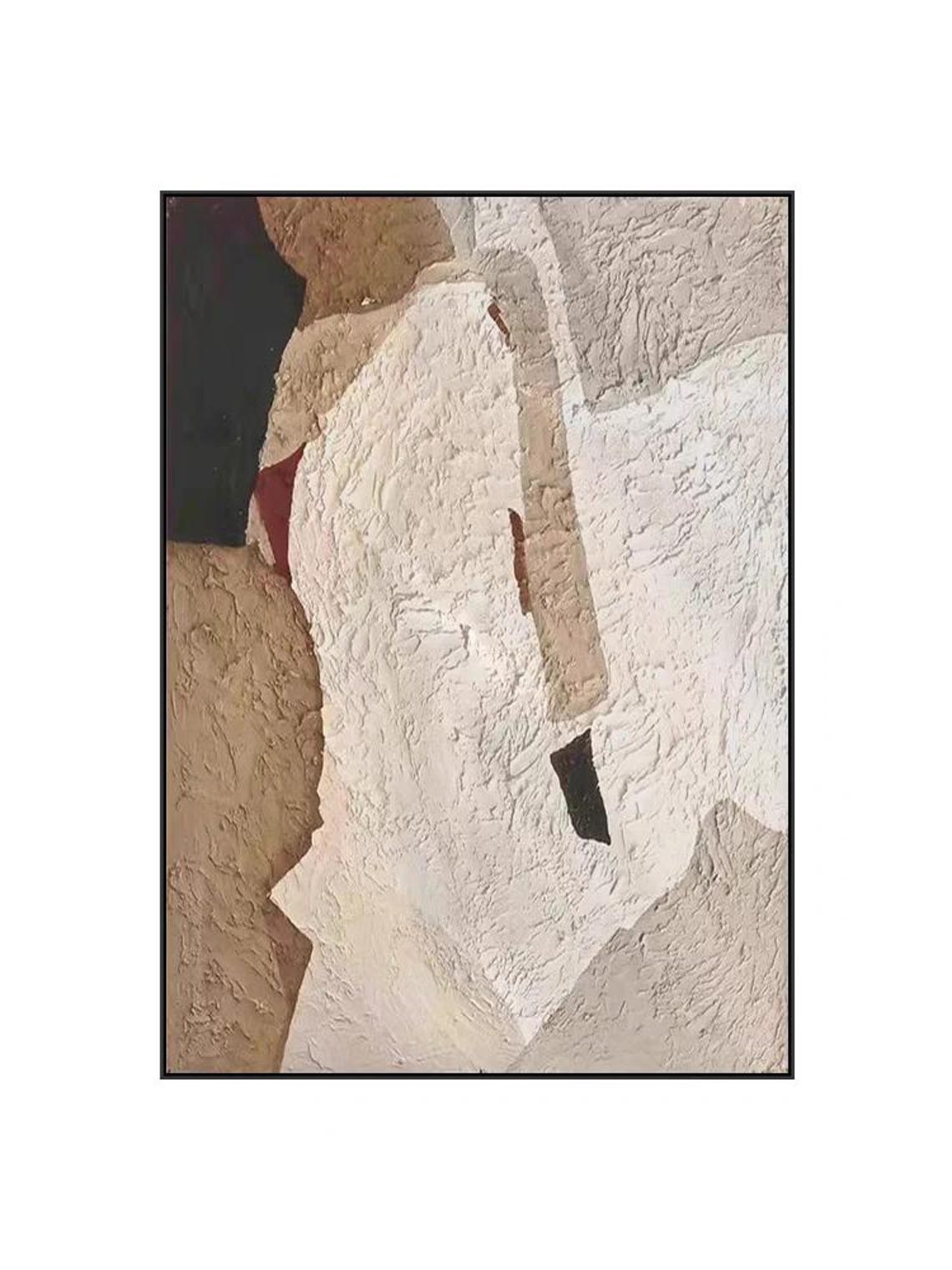 Original Modern Hand Painted Artwork Beige Brown Thick Texture Oil Painting Black White Acrylic Art On Extra Large Size Wall Art - Image 2