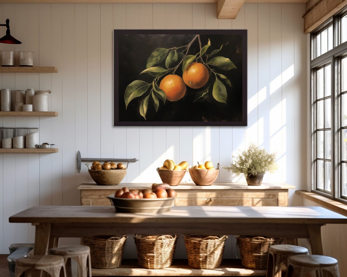 Vintage Citrus Still Life Art Print, Rustic Farmhouse - Image 3