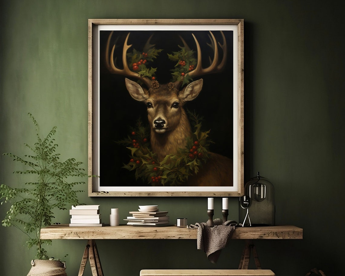 Christmas Reindeer, Vintage Gothic Holiday Art Print - Image 4