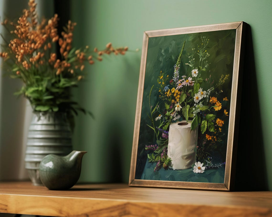 Toilet Paper Roll Botanical Cottagecore Art Print - Image 3