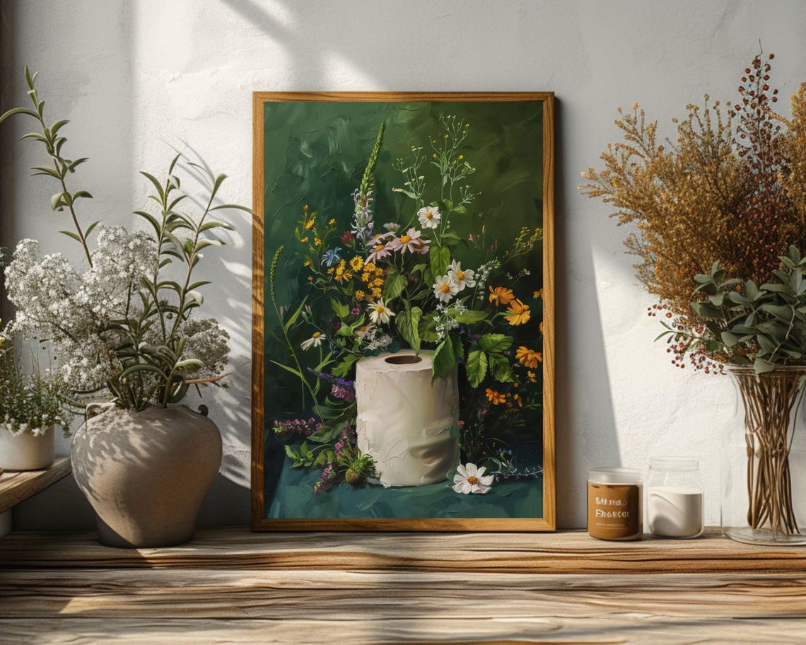 Toilet Paper Roll Botanical Cottagecore Art Print - Image 2