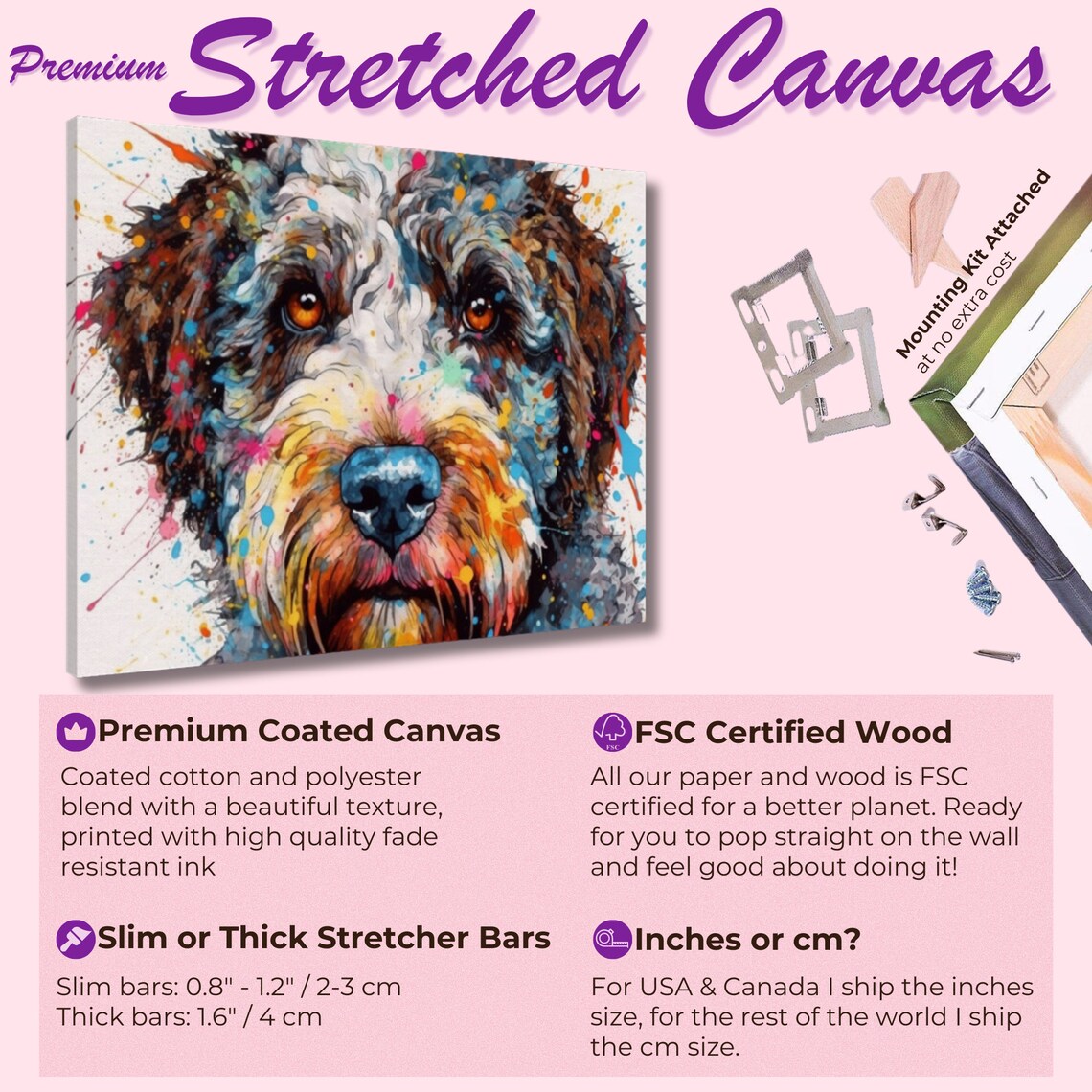 Lagotto Romagnolo Blue Eyed Colourful Watercolour Dog Close Up Poster - Image 2