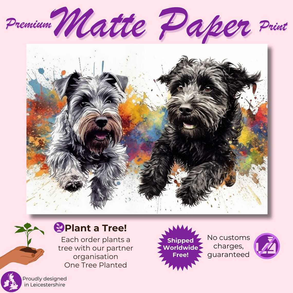Watercolor Miniature Schnauzer Schnoodle Art Print - Image 3