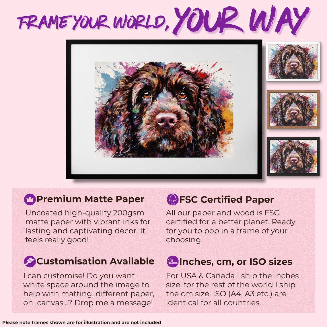 Chocolate Cockapoo Watercolor Dog Art Print - Image 2