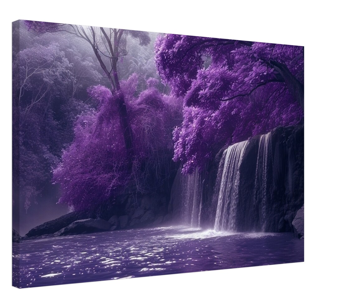 Lilac Waterfall Fantasy Woodland Art Print