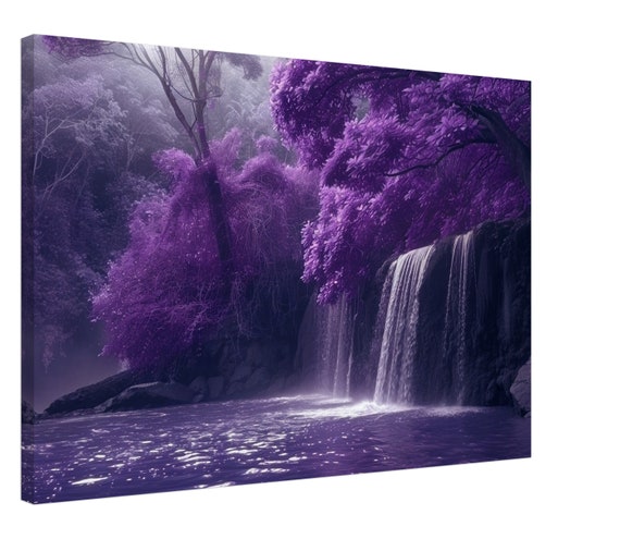 Lilac Waterfall Fantasy Woodland Art Print