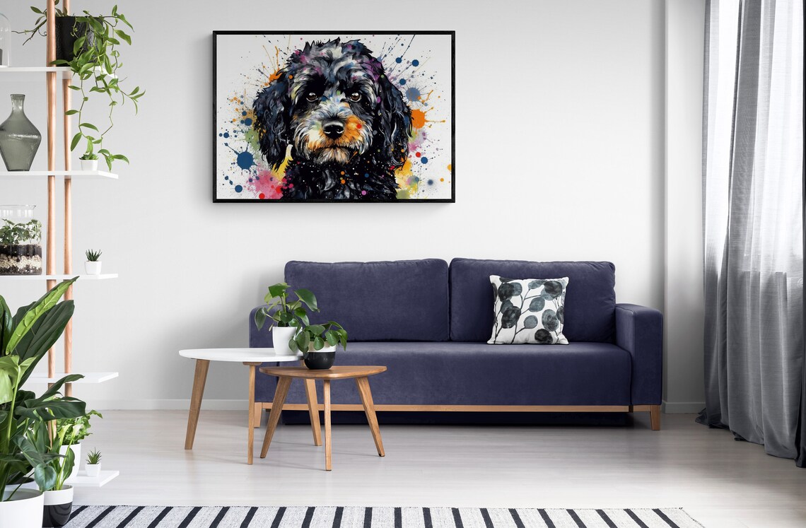Watercolour Cavapoo Paint Splash Art Print - Image 3